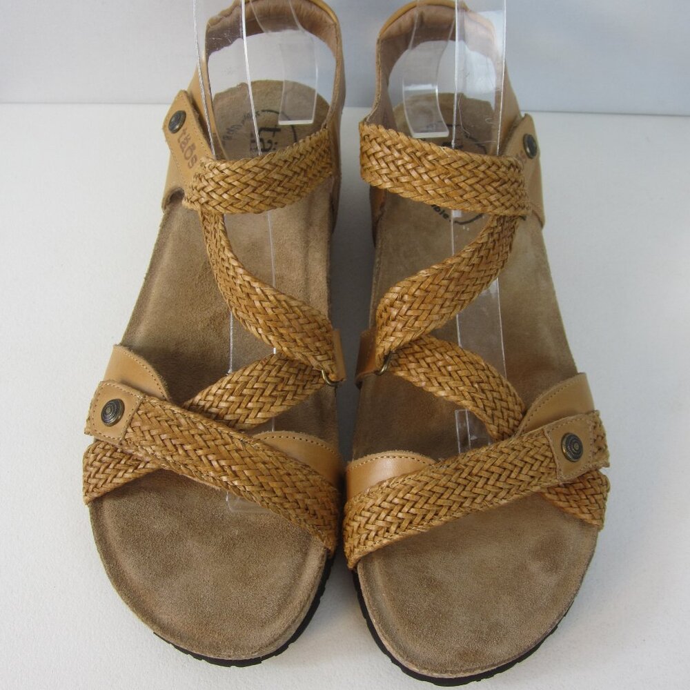 New Taos Womens 9 - 9.5 Beige Woven Leather Wedge Sandals Slide Comfort EU 40 - Picture 9 of 14
